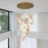 Modern Sculptural Chandelier  Cascading Acrylic Panels with Gold Accents - Product detail 6