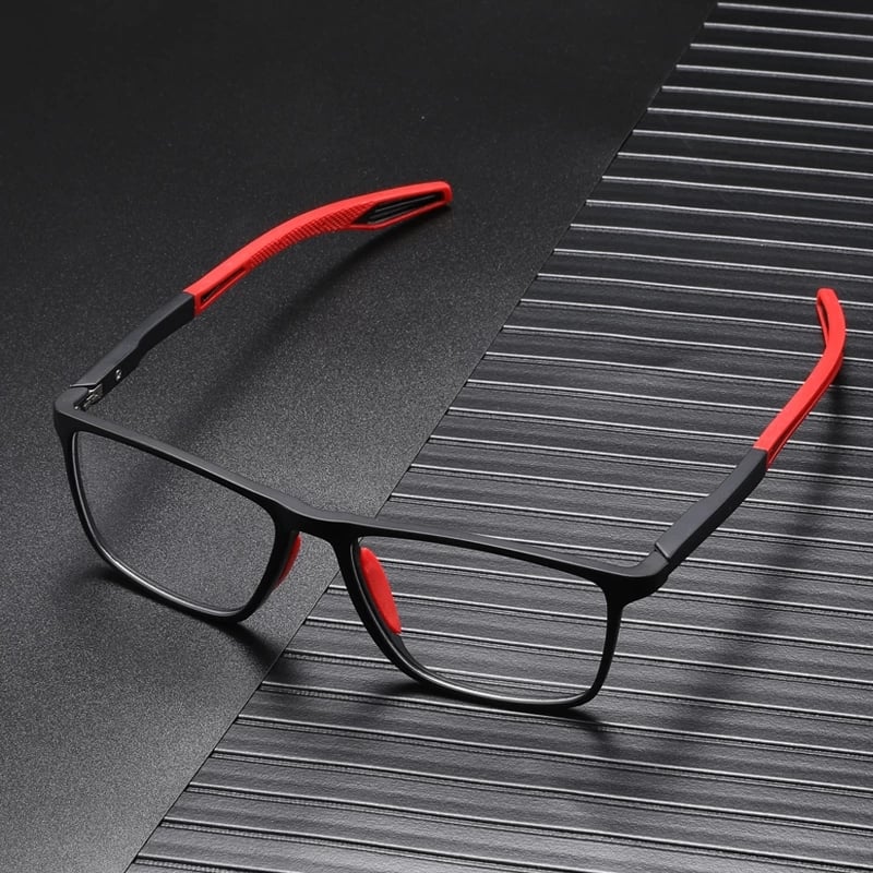 Multifocal Reading Glasses  Ultralight Polycarbonate Frame with Red Accents - Product showcase