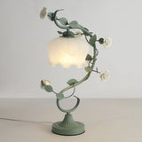 Floral Table Lamp  Curved Green Metal Design With Glass Shade - Product detail 12