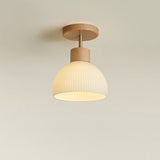 Scandinavian Ceiling Light  Wood Glass Dome Design - Product detail 4
