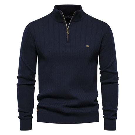 Mens Quarter Zip Sweater  Ribbed Knit Classic Design - Product detail 10