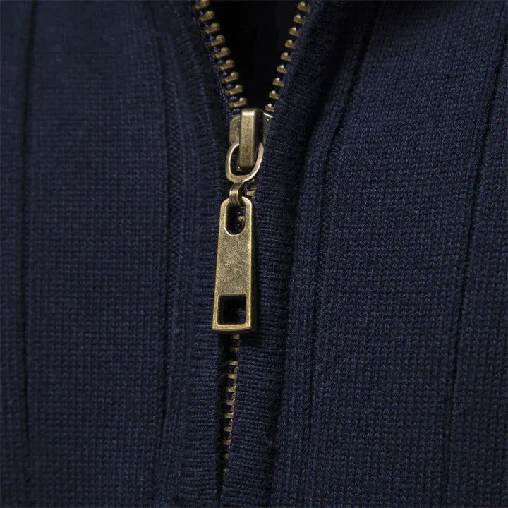 Mens Quarter Zip Sweater  Ribbed Knit Classic Design - Product example