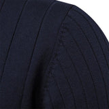 Mens Quarter Zip Sweater  Ribbed Knit Classic Design - Detailed view