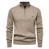 Mens Quarter Zip Sweater  Ribbed Knit Classic Design - Product detail 7