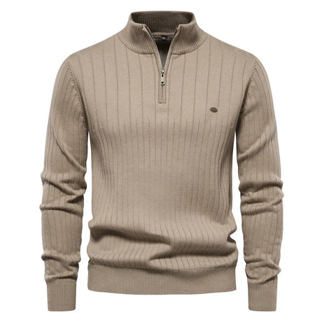 Mens Quarter Zip Sweater  Ribbed Knit Classic Design - Product detail 7