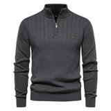 Mens Quarter Zip Sweater  Ribbed Knit Classic Design - Product detail 9