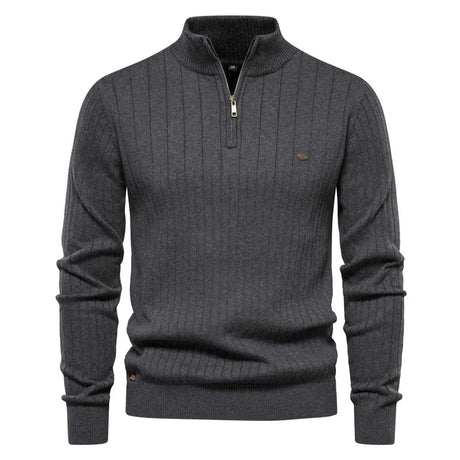 Mens Quarter Zip Sweater  Ribbed Knit Classic Design - Product detail 9