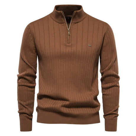 Mens Quarter Zip Sweater  Ribbed Knit Classic Design - Product detail 8