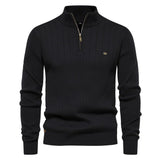 Mens Quarter Zip Sweater  Ribbed Knit Classic Design - Product detail 6