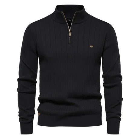 Mens Quarter Zip Sweater  Ribbed Knit Classic Design - Product detail 6