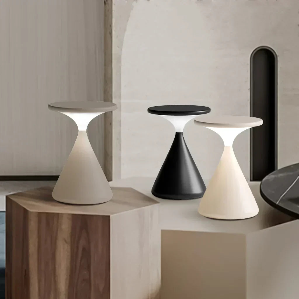 Modern LED Table Lamp  Hourglass Design With Ambient Glow - Detailed view
