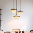Modern Marble Pendant Light  Alabaster Stone with Wood Trim - Product showcase