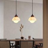 Modern Marble Pendant Light  Alabaster Stone with Wood Trim - Product example