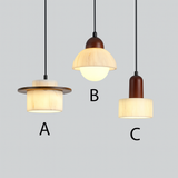 Modern Marble Pendant Light  Alabaster Stone with Wood Trim - Product detail 7
