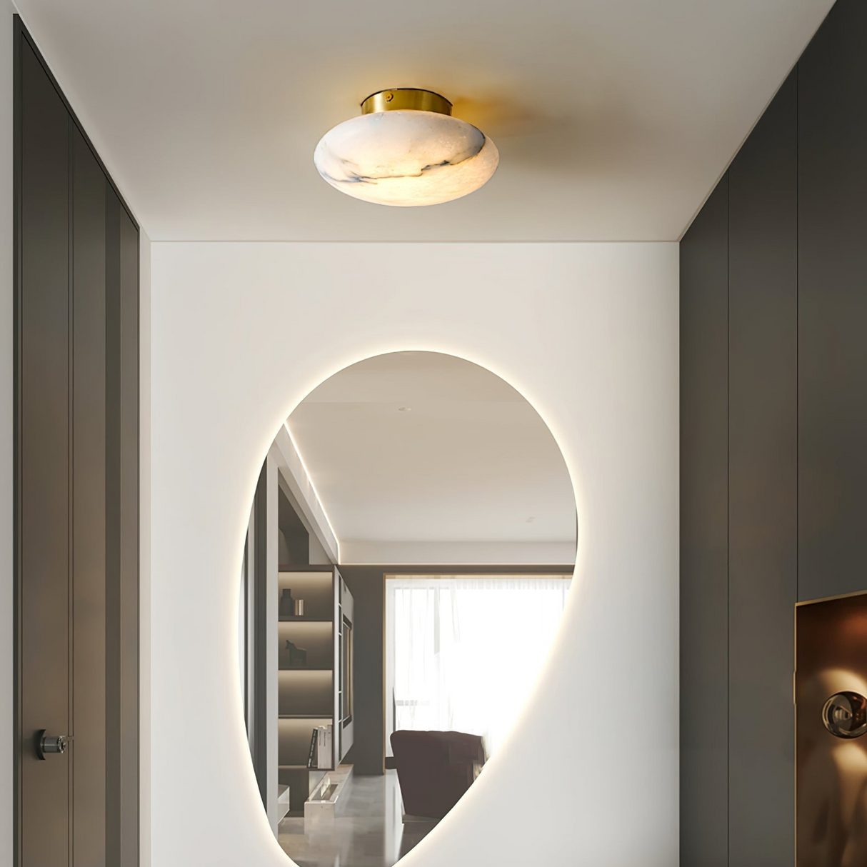 Alabaster Ceiling Light  Oval Natural Stone Fixture - Product detail 4