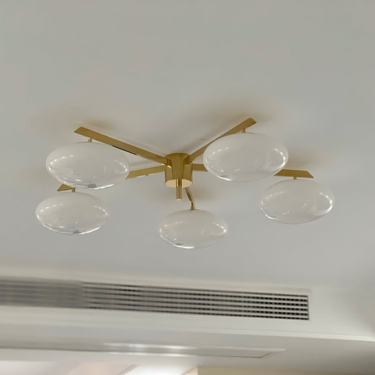 Modern Ceiling Light  Brass Arms White Glass Shades - Product detail 28
