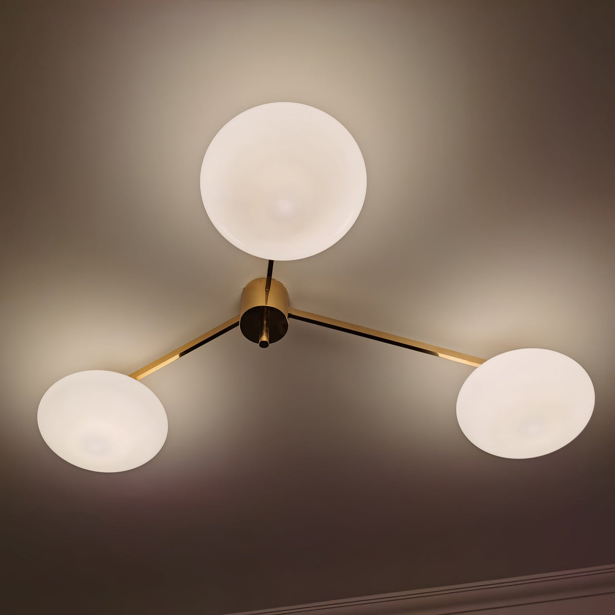 Modern Ceiling Light  Brass Arms White Glass Shades - Product detail 27