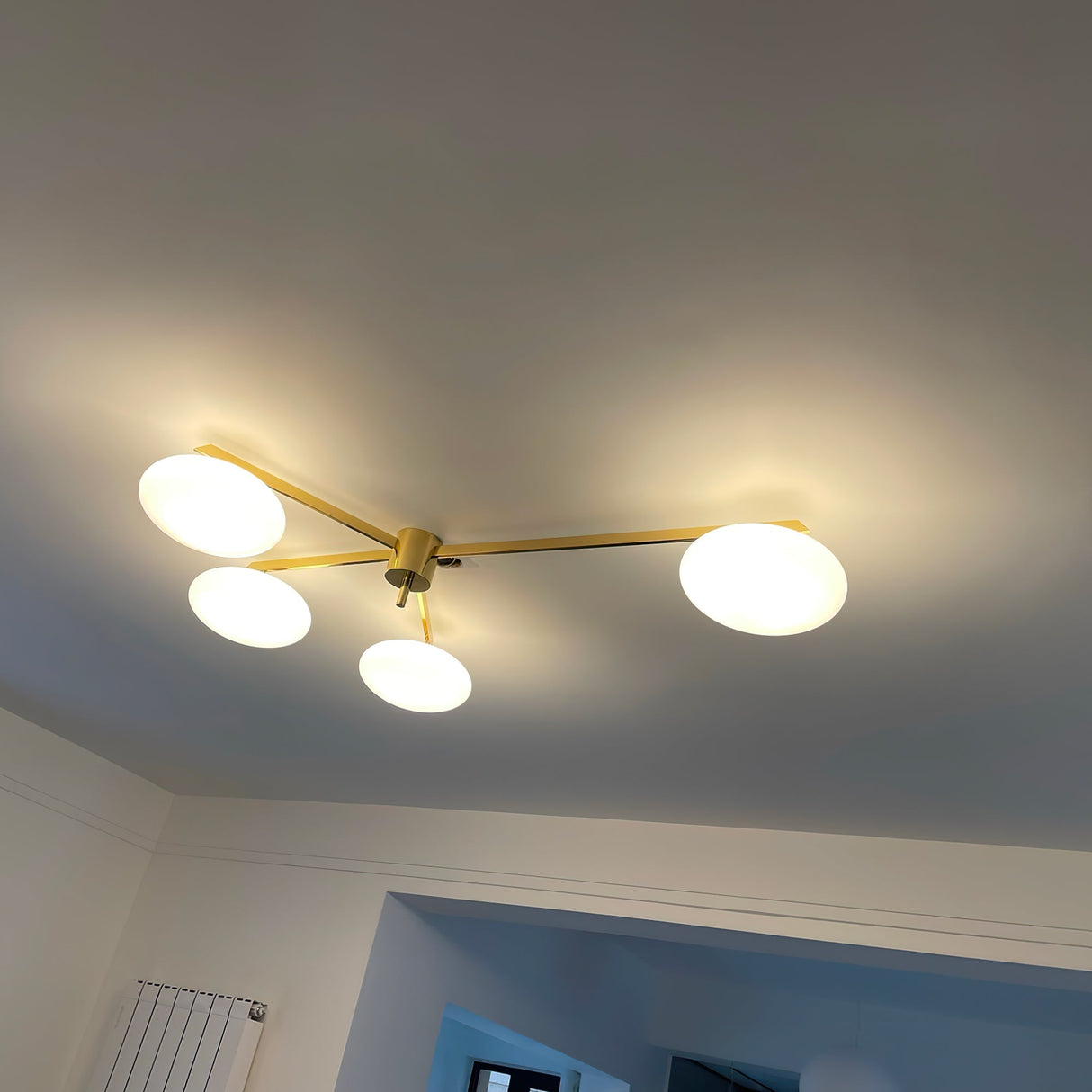Modern Ceiling Light  Brass Arms White Glass Shades - Product detail 29