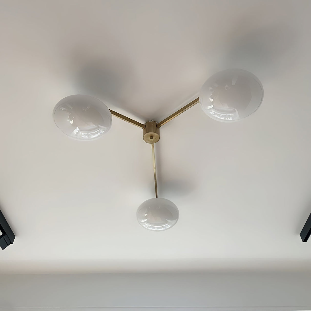 Modern Ceiling Light  Brass Arms White Glass Shades - Product detail 32