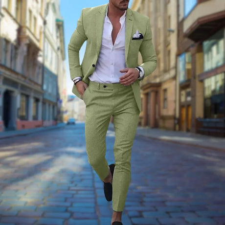 Linen Slim Fit Suit  Premium Two-Piece Summer Formal Wear - Product detail 10