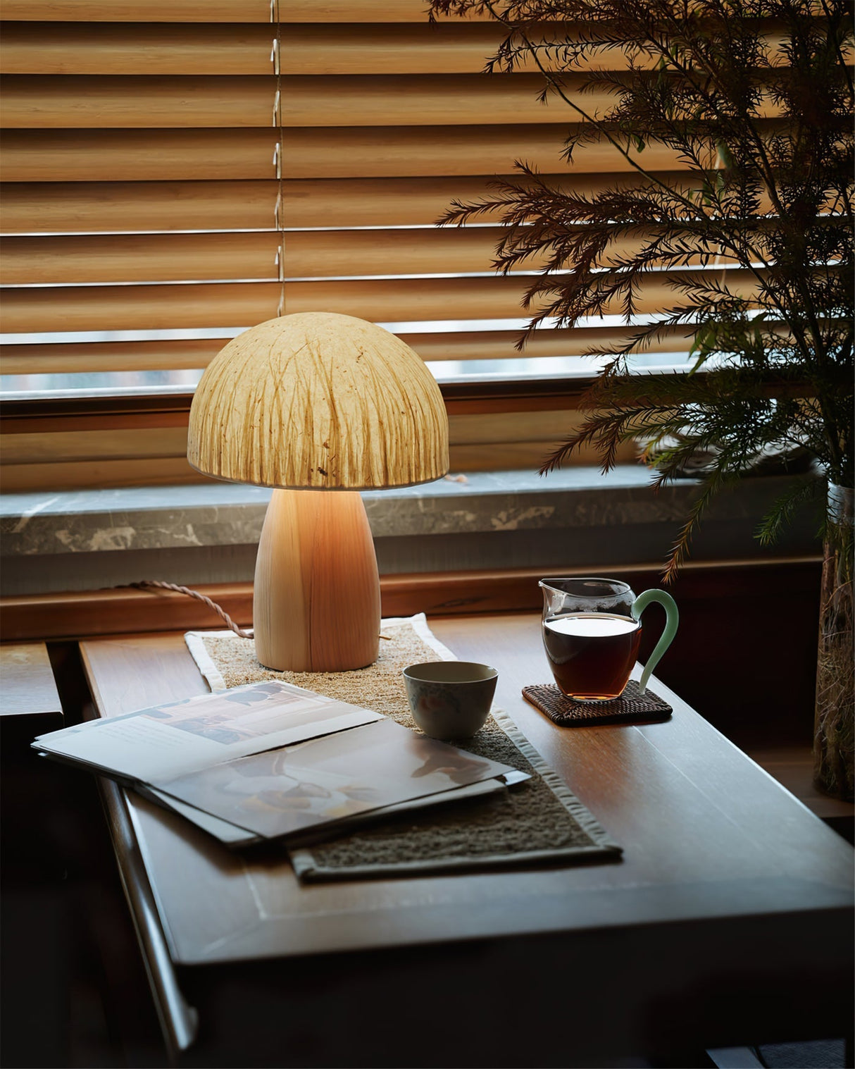 Minimalist Table Lamp  Paper Shade Wood Base Design - Product detail 11