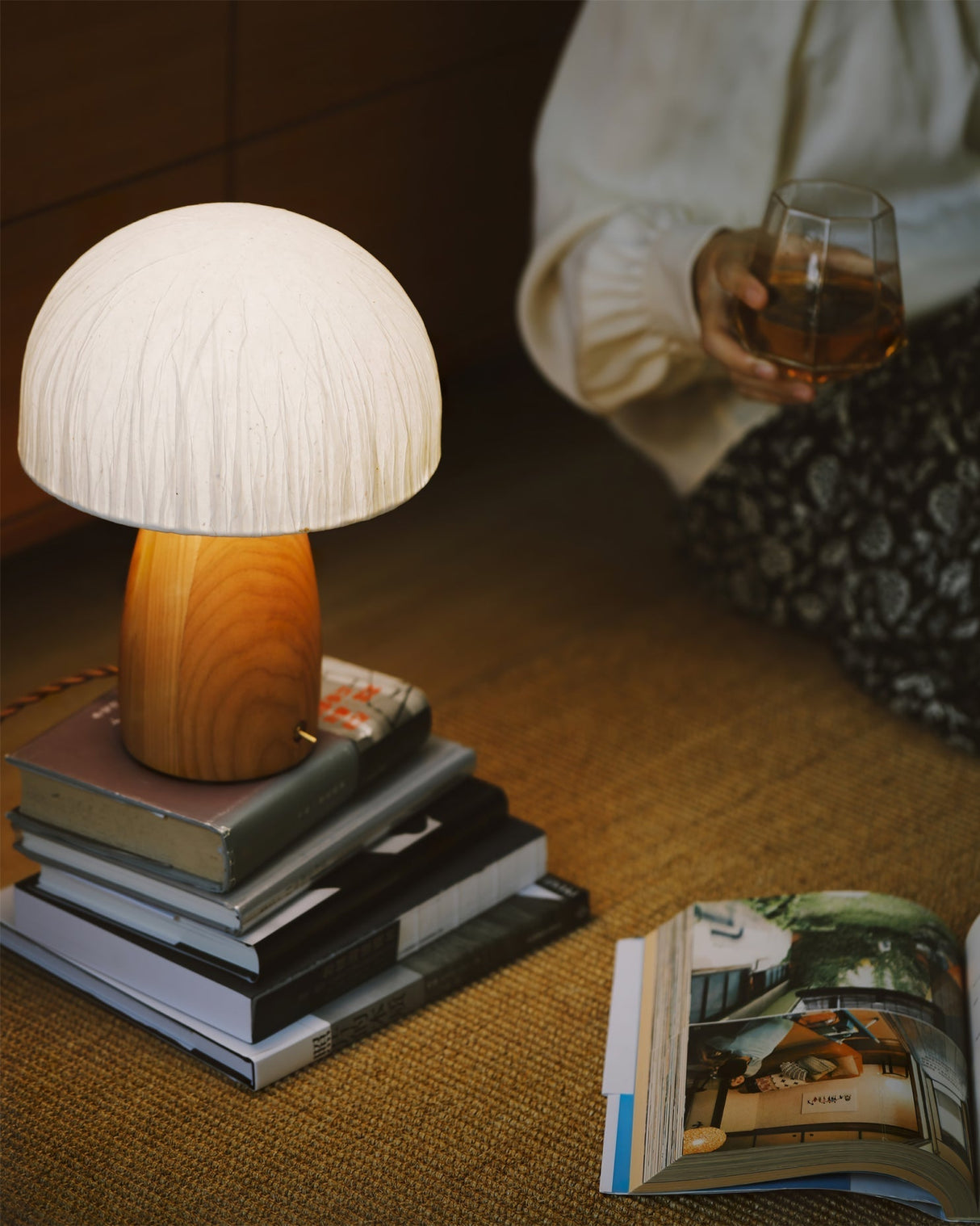 Minimalist Table Lamp  Paper Shade Wood Base Design - Product detail 20