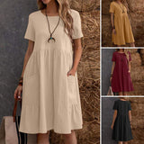 Summer Midi Dress  Tiered Cotton Blend Casual Design - Product detail 5