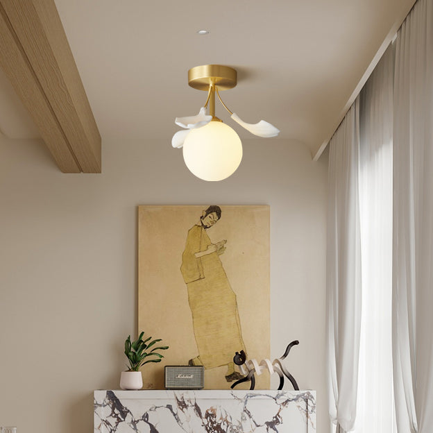 Botanical Ceiling Light  Ginkgo Leaf Glass Globe Design - Product detail 7
