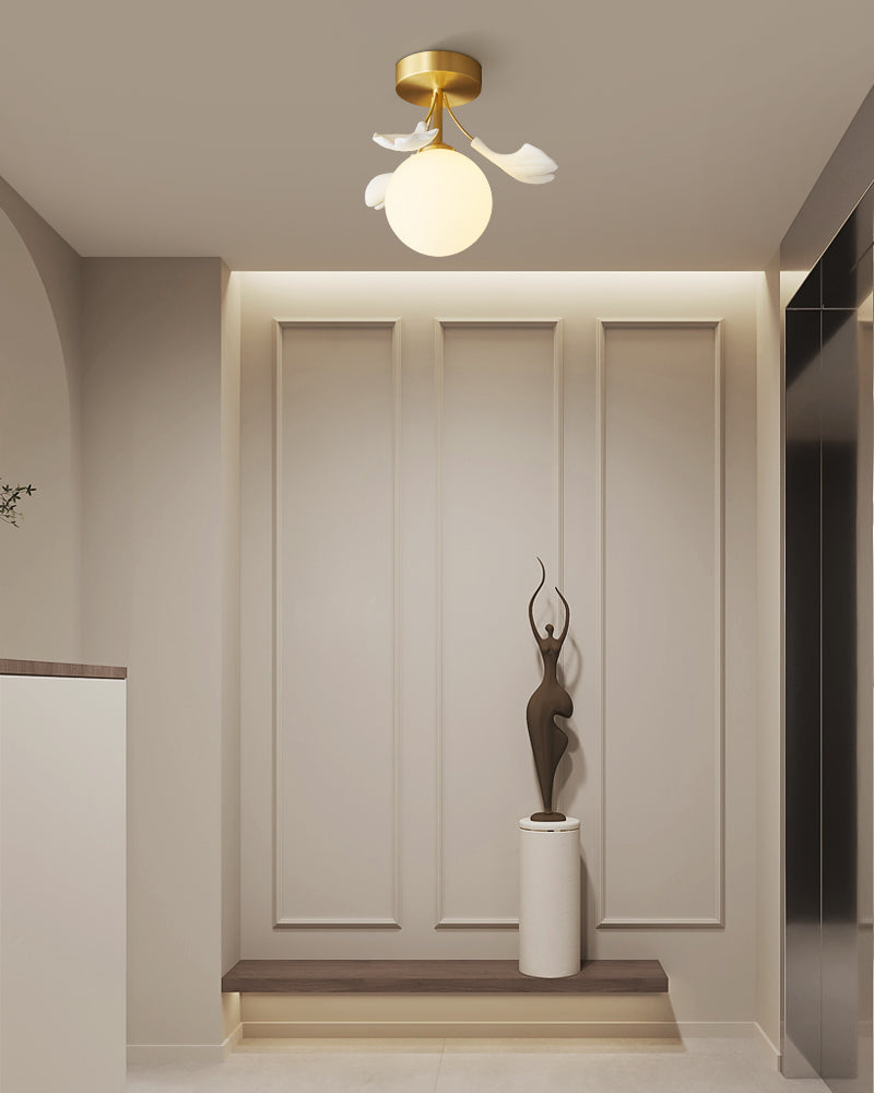 Botanical Ceiling Light  Ginkgo Leaf Glass Globe Design - Product detail 8