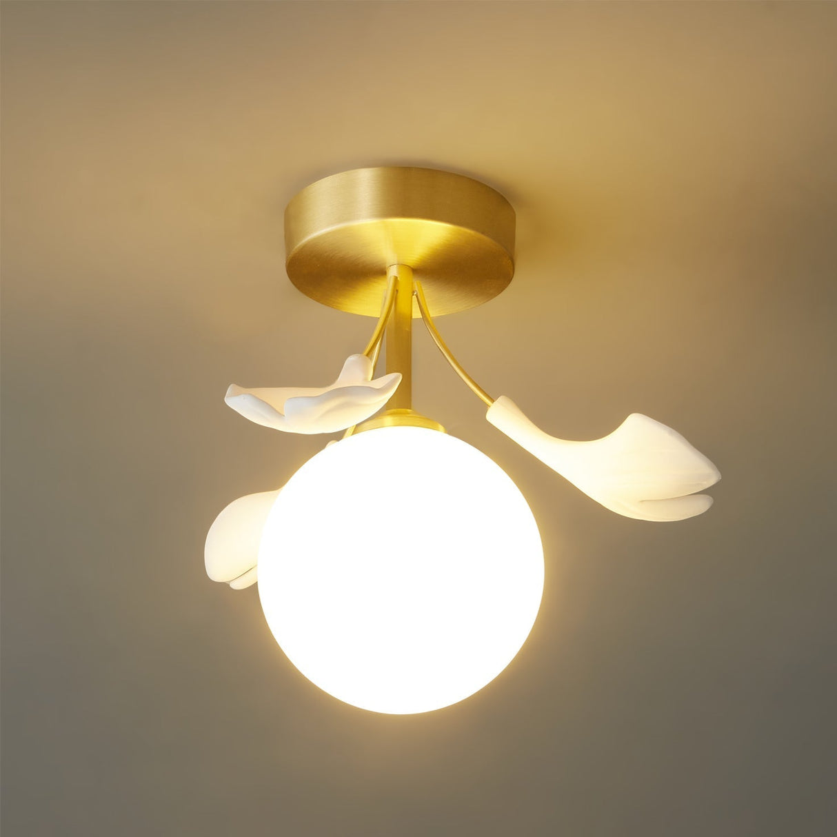 Botanical Ceiling Light  Ginkgo Leaf Glass Globe Design - Product example
