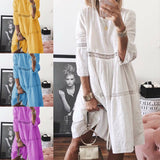 Cotton Lace Summer Dress  Embroidered Floral Eyelet Design - Product detail 6