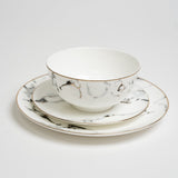 Marble Dining Plate  White Stone Gold Rim Design - Detailed view