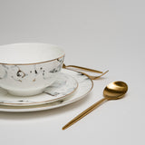 Marble Dining Plate  White Stone Gold Rim Design - Product detail 4
