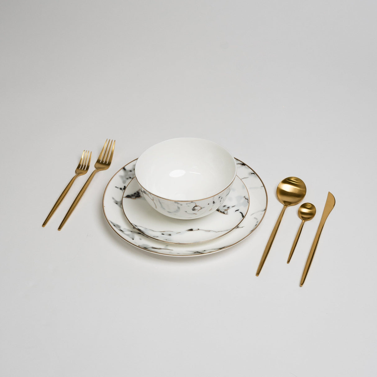 Marble Dining Plate  White Stone Gold Rim Design - Product detail 6
