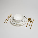 Marble Dining Plate  White Stone Gold Rim Design - Product detail 6