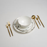 Marble Dining Plate  White Stone Gold Rim Design - Product detail 7