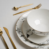 Marble Dining Plate  White Stone Gold Rim Design - Product detail 8