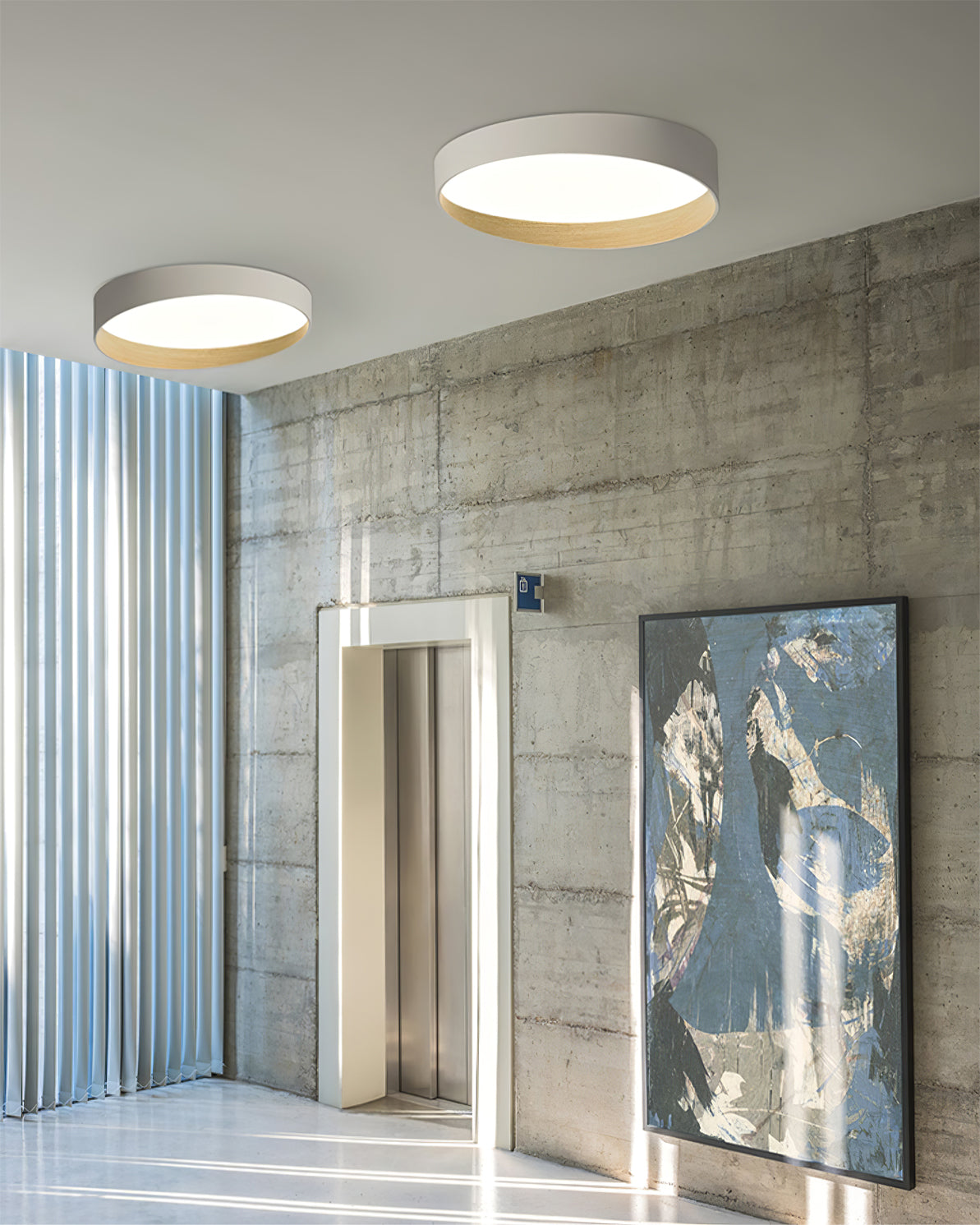 Modern LED Ceiling Light  Grey Metal Wood Accent - Product detail 9