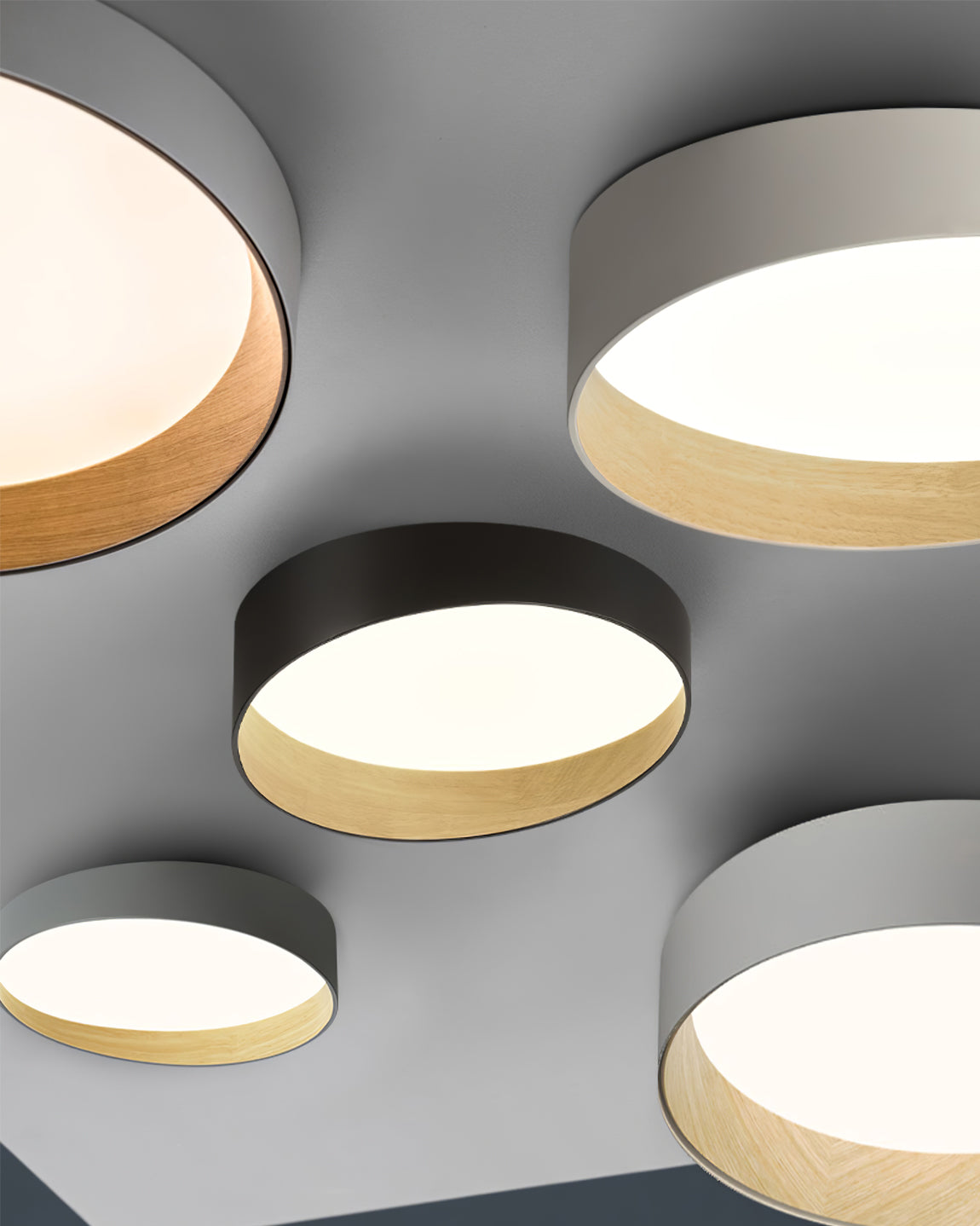Modern LED Ceiling Light  Grey Metal Wood Accent - Product detail 11