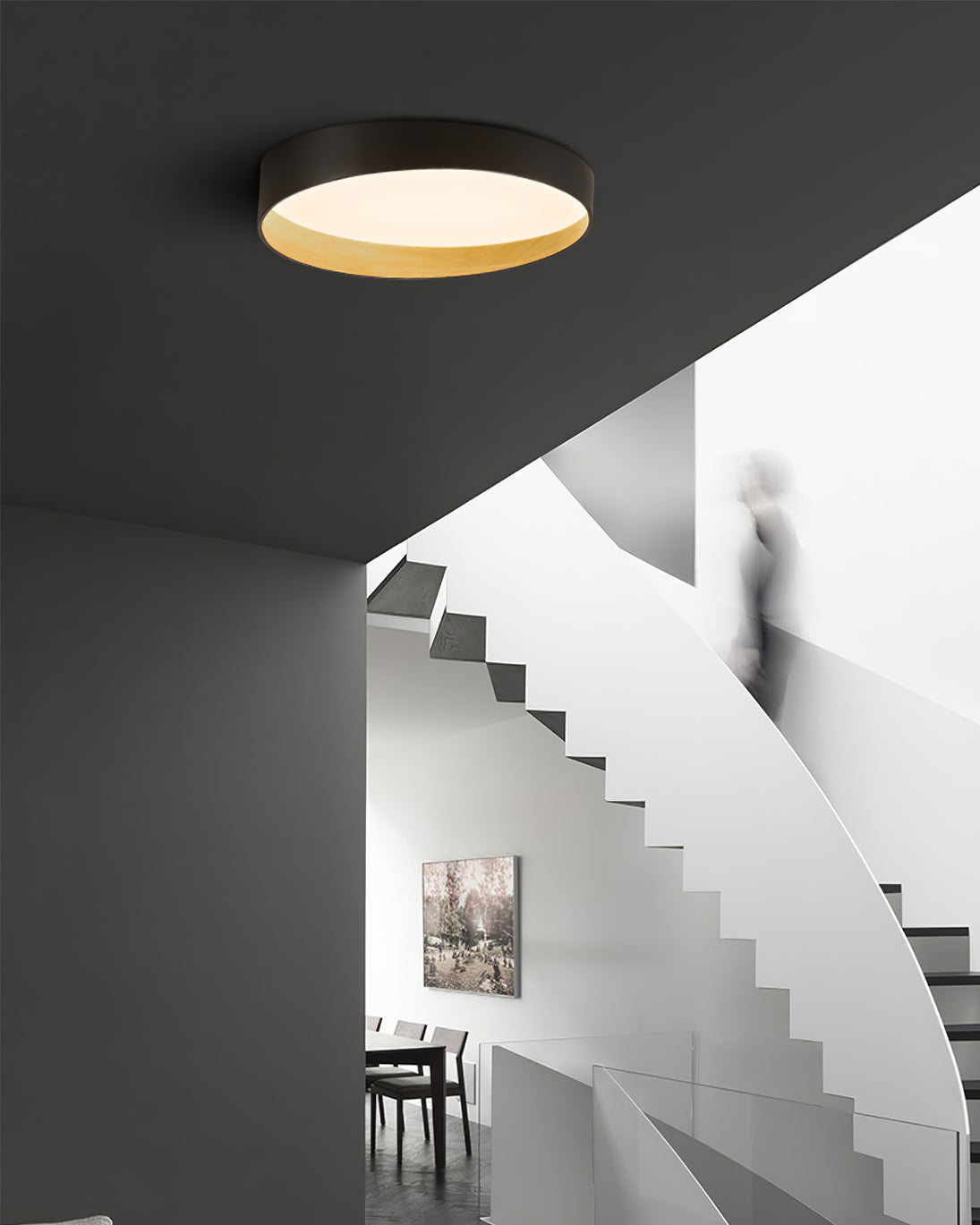 Modern LED Ceiling Light  Grey Metal Wood Accent - Product detail 12