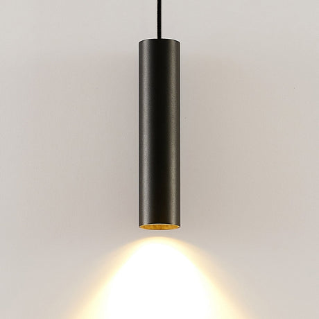 Black Aluminum Pendant Light  Minimalist Tube Design with Gold Interior - Product showcase