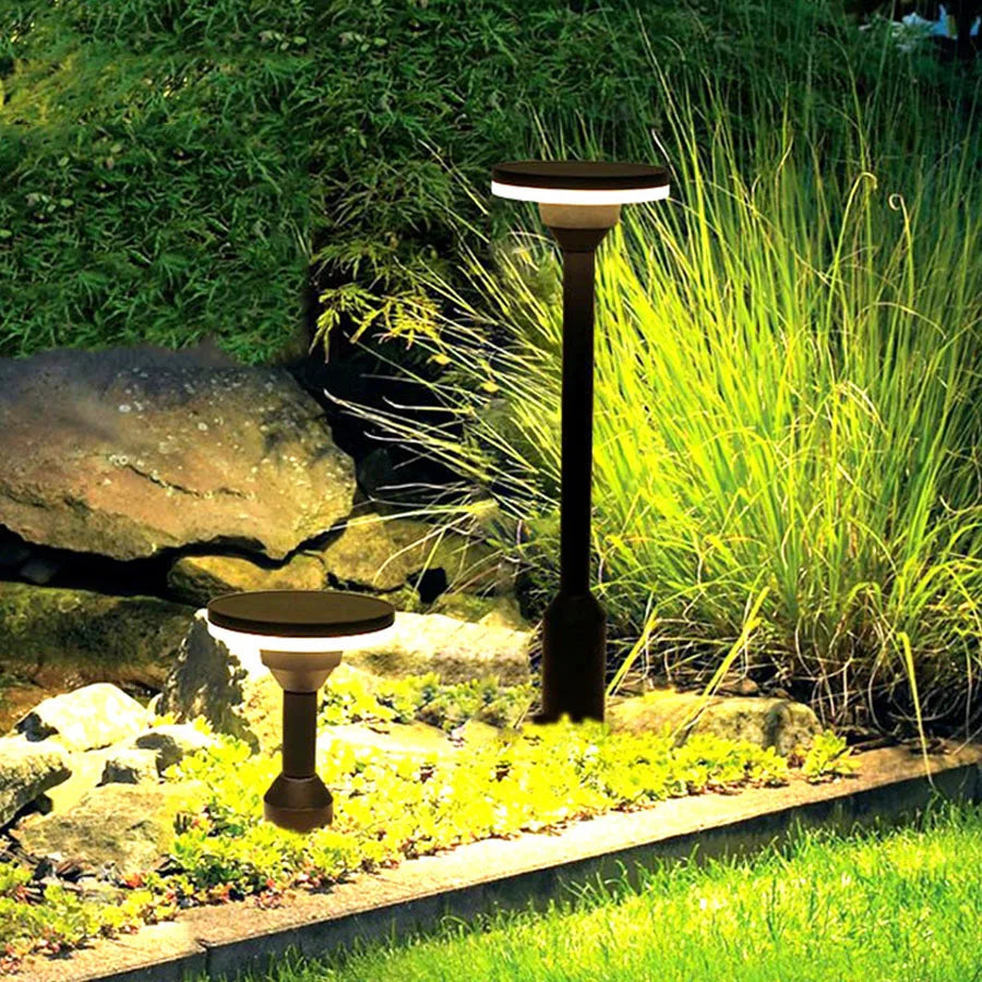 Solar Garden Path Lights  Black Aluminum LED Bollards - Detailed view