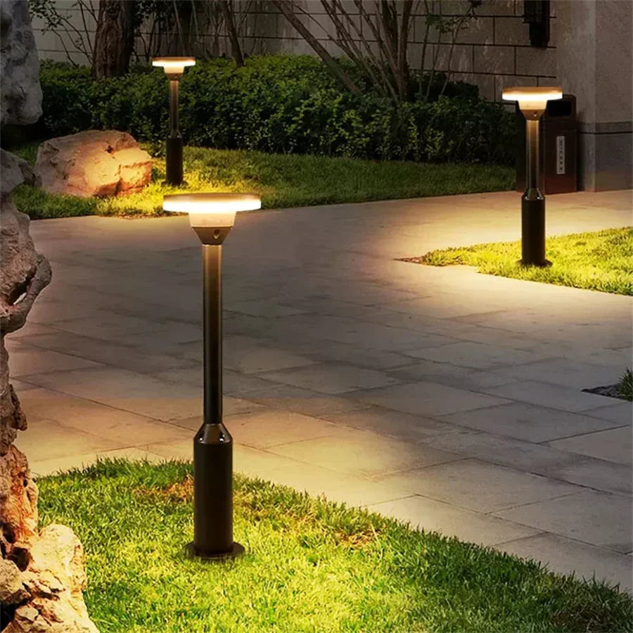 Solar Garden Path Lights  Black Aluminum LED Bollards - Product example