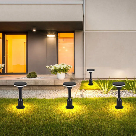 Solar Garden Path Lights  Black Aluminum LED Bollards - Product showcase