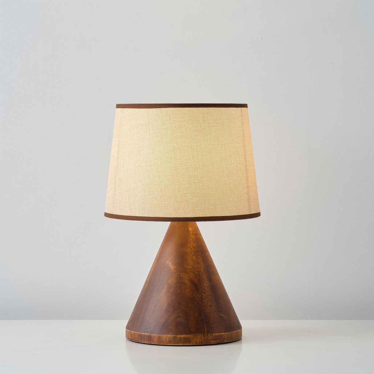 Modern Table Lamp  Wooden Base With Fabric Shade - Detailed view
