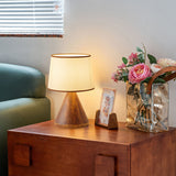 Modern Table Lamp  Wooden Base With Fabric Shade - Product example