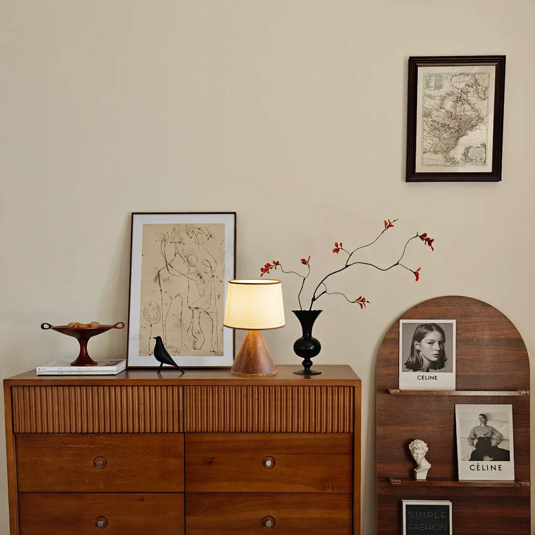 Modern Table Lamp  Wooden Base With Fabric Shade - Product detail 6