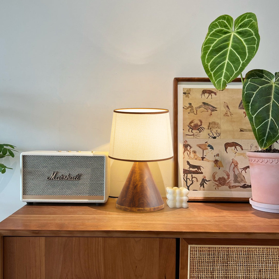 Modern Table Lamp  Wooden Base With Fabric Shade - Product detail 5