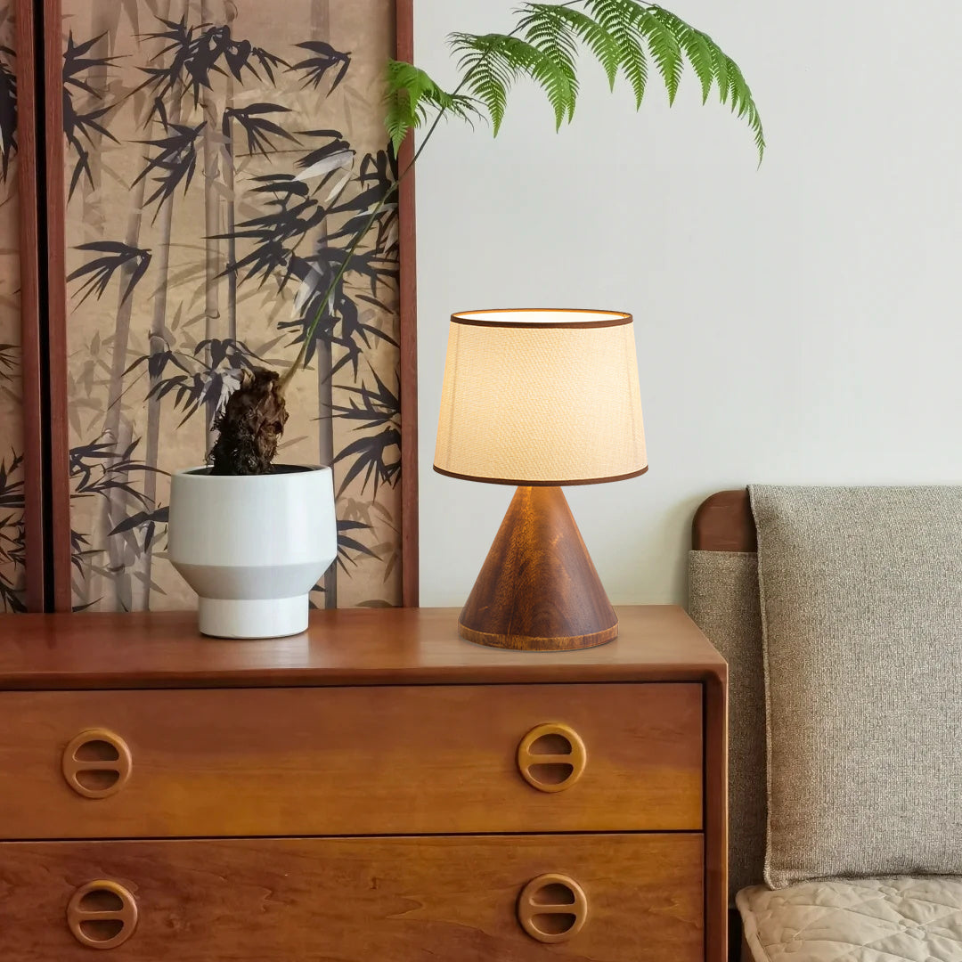 Modern Table Lamp  Wooden Base With Fabric Shade - Product detail 4