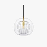 Modern Glass Pendant Light  Amber Ribbed Globe Design - Product detail 12